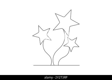Weihnachtsstern durchgehende einzeilige Zeichnung der isolierten Umrisskunst und Sternvektorsymbol Stock Vektor