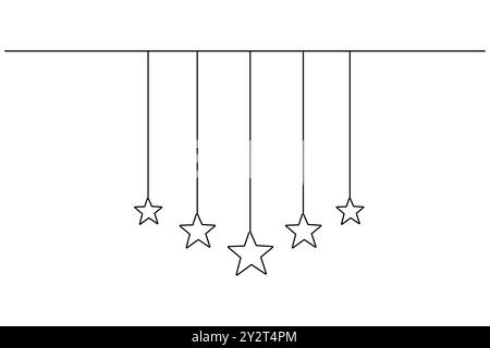 Weihnachtsstern durchgehende einzeilige Zeichnung der isolierten Umrisskunst und Sternvektorsymbol Stock Vektor