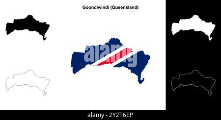 Goondiwindi (Queensland) Umrisskarte Set Stock Vektor