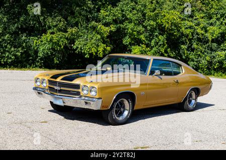 1970 Chevrolet Chevelle SS 396 auf Gehsteig. Stockfoto