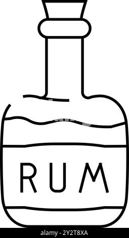 Rum Drink Flasche Pirat Linie Symbol Vektor Illustration Stock Vektor