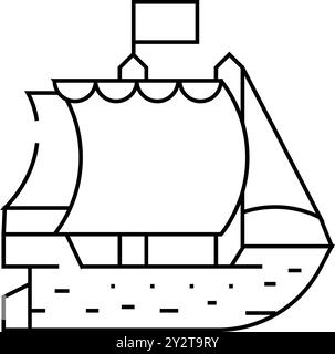 Schiff Piraten Linie Symbol Vektor Illustration Stock Vektor