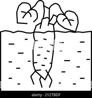 Wurzelpflanze Wasabi Linie Symbol Vektor Illustration Stock Vektor