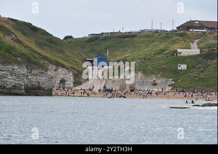 North Landing, ein ehemaliger Fischerhafen am Flamborough Head bei Bridlington, Yorkshire Stockfoto