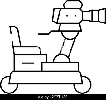 Bedienerwagen mit Symboldarstellung für die Videokamera-Linie Stock Vektor