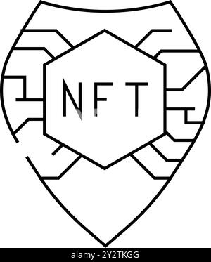 Vektorgrafik für symbole der nft-Schildlinie Stock Vektor