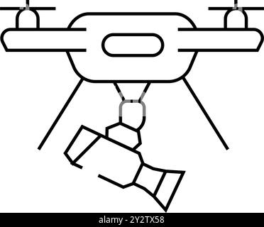 Luftaufnahme Video Shooting Drohne Linie Symbol Vektor Illustration Stock Vektor