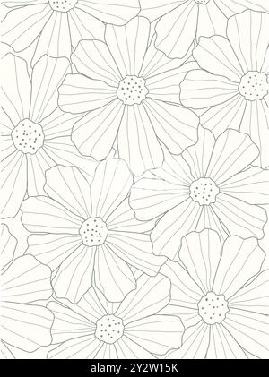Tropische Blätter Hintergrund für Papierkarte, botanisches Luxus Natur Blatt Design, Vektorhintergrund mit blühenden Blumenlinien. Handgezeichnet, geeignet für Stock Vektor