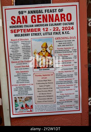 Das fest des San Gennaro ist ein jährlich stattfindendes fest in Little Italy, New York City, 2024, USA Stockfoto