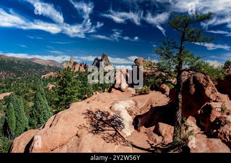 Sonnenuntergang im Garden of the Gods, Colorado Springs, Colorado Stockfoto