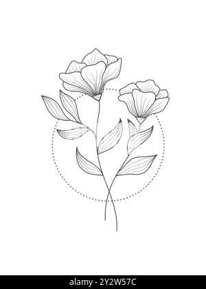 Vektor-Illustration einer abstrakten Blume geometrische Kunst, Folk Art Blumendesign Stock Vektor