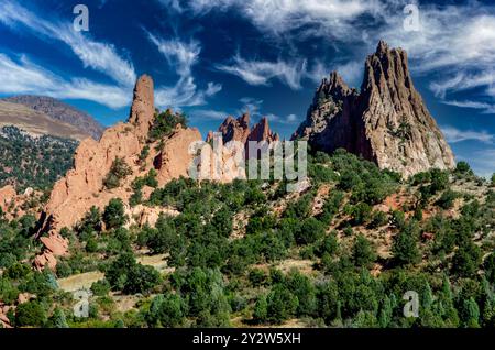 Sonnenuntergang im Garden of the Gods, Colorado Springs, Colorado Stockfoto