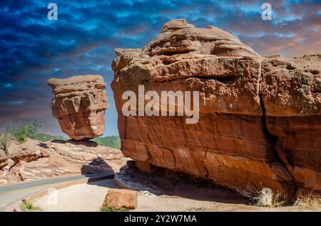 Sonnenuntergang im Garden of the Gods, Colorado Springs, Colorado Stockfoto