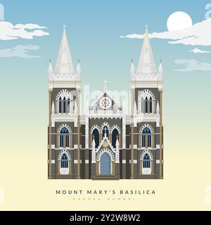 Mount Mary's Basilica - Bandra Mumbai - Stock Illustration als EPS 10 Datei Stock Vektor