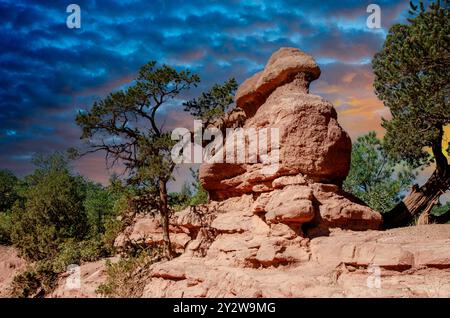 Sonnenuntergang im Garden of the Gods, Colorado Springs, Colorado Stockfoto