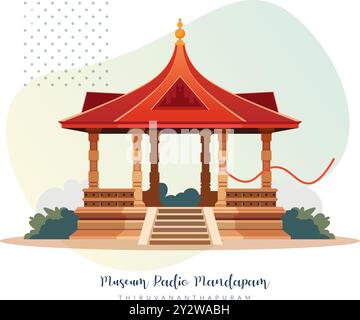 Museum Radio Mandapam - Thiruvananthapuram, Kerala - Stock Illustration als EPS 10 Datei Stock Vektor