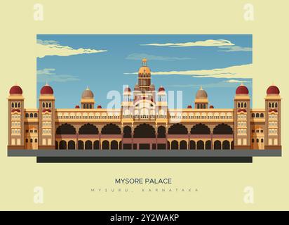 Mysore Palace - Amba Vilas Palace - Mysuru, Karnataka - Stock Illustration als EPS 10 Datei Stock Vektor