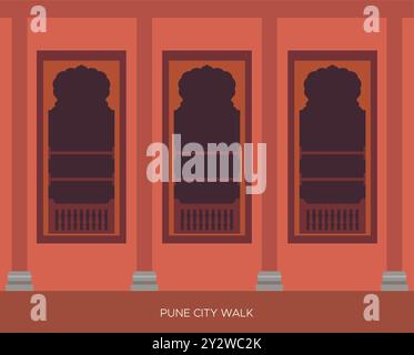 Traditionelles Wada-Fenster – Pune City Walk – Stockbild als EPS 10-Datei Stock Vektor