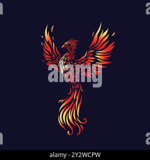 Phoenix Feuervogel Illustration und Charakterdesign. Handgezeichnete Legende vom Feuervogel Stock Vektor