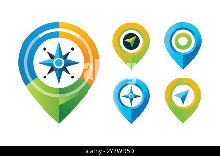 Vektor des Positionssymbols. PIN-Schild auf weißem Hintergrund isoliert. Navigationskarte, gps, Richtung, Ort, Kompass Stock Vektor