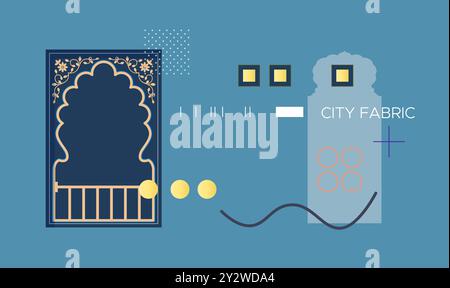 CityWalk – traditionelles Rajasthani-Fenster – Stock-Illustration als EPS 10-Datei Stock Vektor