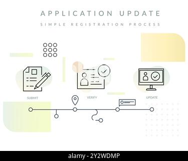 Anwendungsaktualisierung – Dokumentüberprüfungsprozess – Abbildung des Materials als EPS 10-Datei Stock Vektor