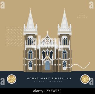 Mount Mary's Basilica - Bandra Mumbai - Stock Illustration als EPS 10 Datei Stock Vektor