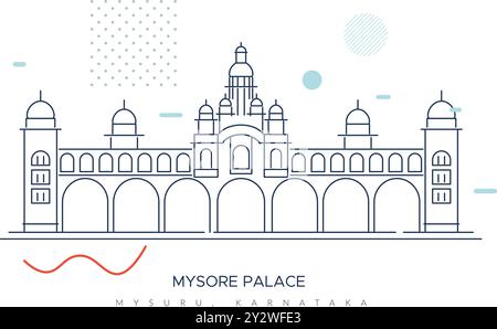 Mysore Palace - Amba Vilas Palace - Mysuru, Karnataka - Stock Illustration als EPS 10 Datei Stock Vektor