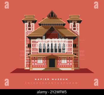 Napier Museum Thiruvananthapuram - Kerala - Stock Illustration als EPS 10 Datei Stock Vektor