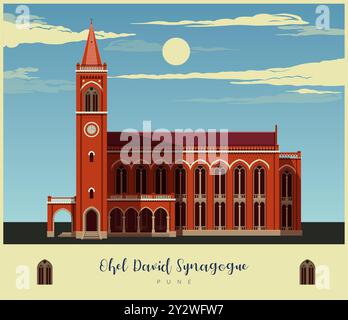 Ohel David Synagoge – Pune Maharashtra – Stock Illustration als EPS 10 Datei Stock Vektor