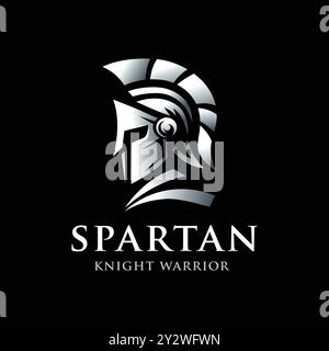 Spartanischer Ritter Soldat, griechisches Kriegersymbol auf schwarzem Hintergrund Stock Vektor
