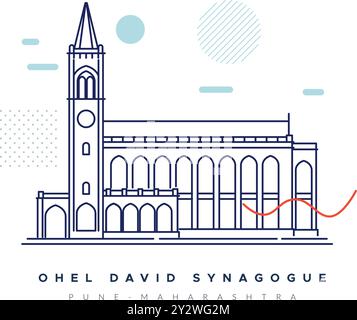 Ohel David Synagoge – Pune Maharashtra – Stock Illustration als EPS 10 Datei Stock Vektor