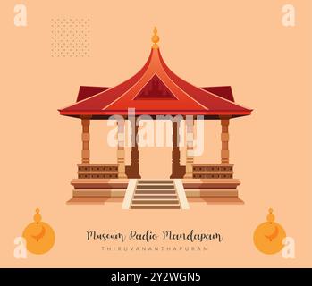 Museum Radio Mandapam - Thiruvananthapuram, Kerala - Stock Illustration als EPS 10 Datei Stock Vektor