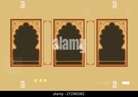 CityWalk – traditionelles Rajasthani-Fenster – Stock-Illustration als EPS 10-Datei Stock Vektor