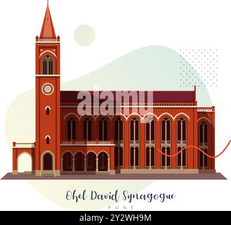 Ohel David Synagoge – Pune Maharashtra – Stock Illustration als EPS 10 Datei Stock Vektor