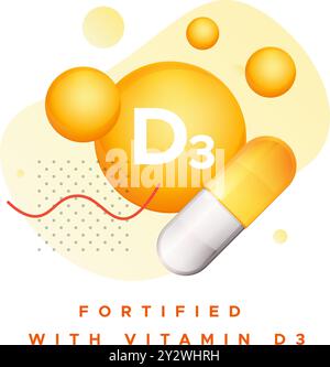 Verpackungssymbol – mit Vitamin D3 angereichert – Iconas EPS 10 Datei auf Lager Stock Vektor