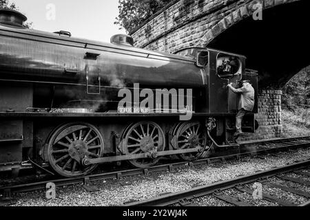 W Bagnall 0-6-0T: 68012 'The Duke', eine erhaltene Dampflokomotive, die auf der Ecclesbourne Valley Railway betrieben wird. Stockfoto
