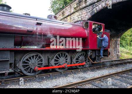 W Bagnall 0-6-0T: 68012 'The Duke', eine erhaltene Dampflokomotive, die auf der Ecclesbourne Valley Railway betrieben wird. Stockfoto