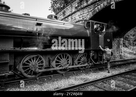 W Bagnall 0-6-0T: 68012 'The Duke', eine erhaltene Dampflokomotive, die auf der Ecclesbourne Valley Railway betrieben wird. Stockfoto