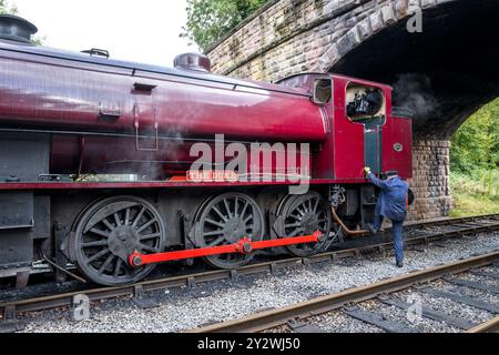 W Bagnall 0-6-0T: 68012 'The Duke', eine erhaltene Dampflokomotive, die auf der Ecclesbourne Valley Railway betrieben wird. Stockfoto