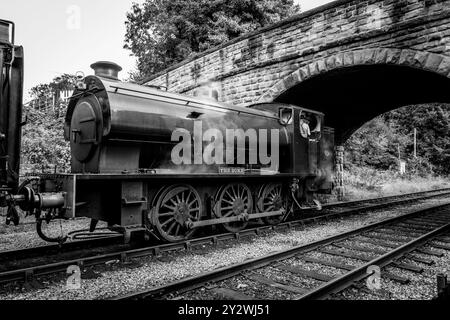 W Bagnall 0-6-0T: 68012 'The Duke', eine erhaltene Dampflokomotive, die auf der Ecclesbourne Valley Railway betrieben wird. Stockfoto