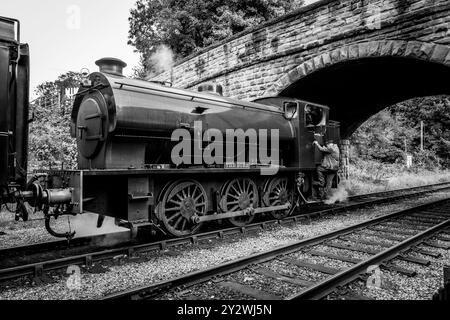 W Bagnall 0-6-0T: 68012 'The Duke', eine erhaltene Dampflokomotive, die auf der Ecclesbourne Valley Railway betrieben wird. Stockfoto