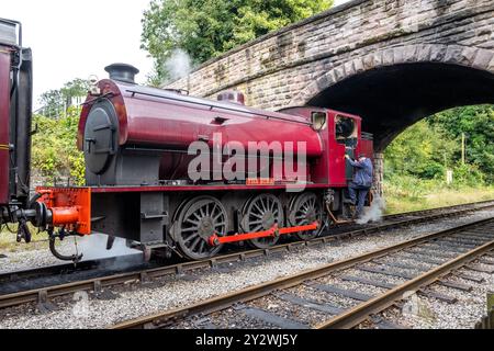 W Bagnall 0-6-0T: 68012 'The Duke', eine erhaltene Dampflokomotive, die auf der Ecclesbourne Valley Railway betrieben wird. Stockfoto