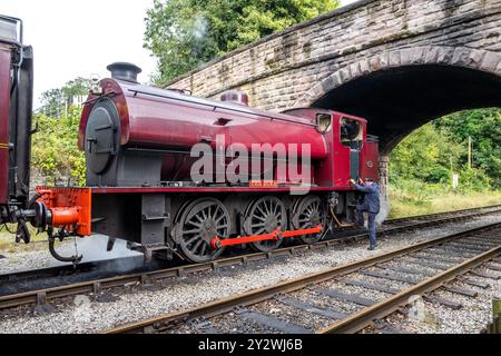 W Bagnall 0-6-0T: 68012 'The Duke', eine erhaltene Dampflokomotive, die auf der Ecclesbourne Valley Railway betrieben wird. Stockfoto