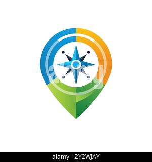 Vektor des Positionssymbols. PIN-Schild auf weißem Hintergrund isoliert. Navigationskarte, gps, Richtung, Ort, Kompass Stock Vektor