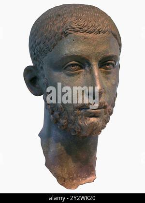 Alexander Severus – römischer Kaiser von 222 bis 235. Der letzte Kaiser aus der Severaner Dynastie - Kopf von einer Bronzestatue Stockfoto