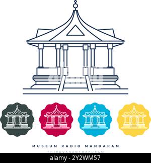 Museum Radio Mandapam - Thiruvananthapuram, Kerala - Stock Illustration als EPS 10 Datei Stock Vektor