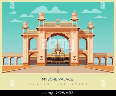 Mysore Palace - Amba Vilas Palace - Mysuru, Karnataka - Stock Illustration als EPS 10 Datei Stock Vektor