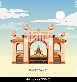 Mysore Palace - Amba Vilas Palace - Mysuru, Karnataka - Stock Illustration als EPS 10 Datei Stock Vektor