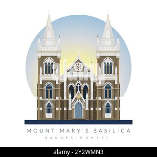 Mount Mary's Basilica - Bandra Mumbai - Stock Illustration als EPS 10 Datei Stock Vektor